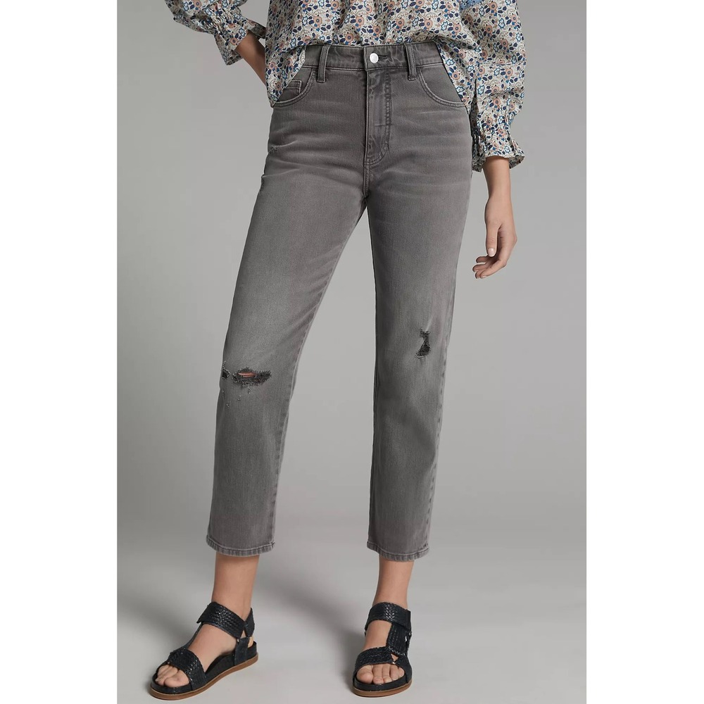 Anthropologie Pilcro Borrowed Boyfriend Jeans 25 High Rise Distressed Gray